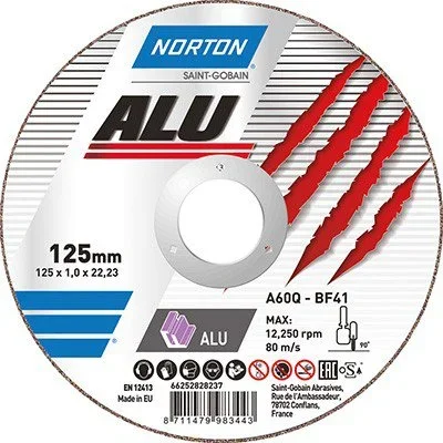 Круг отрезной 125х1.0x22.2 мм для алюминия ALU NORTON 66252828237