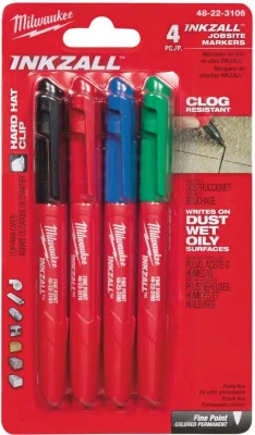 Маркер разметочный Inkzall Fine Point Colour 4 штуки MILWAUKEE 48223106