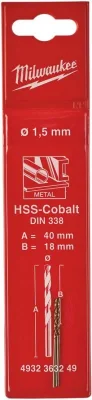 Сверло по металлу 1,5х18х40 мм 2 штуки HSS-Co MILWAUKEE 4932363249