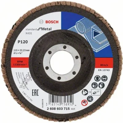 Круг лепестковый 115х22.2 мм K120 плоский STANDARD FOR METAL BOSCH 2608603715