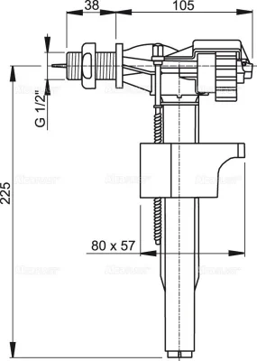 Впускной механизм с боковой подводкой (для керамических бачков) 1/2, Alcaplast A15 1/2