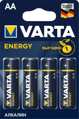 Батарейка AA Energy 1,5 V алкалиновая 4 штуки VARTA 04106213414