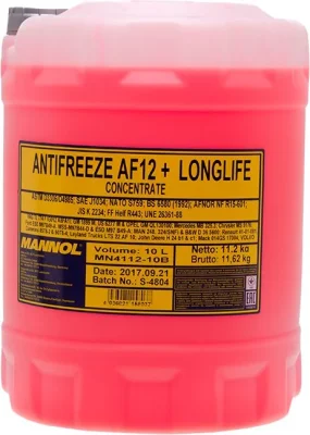 Антифриз G12+ красный AF12+ Longlife 10 л MANNOL 52014