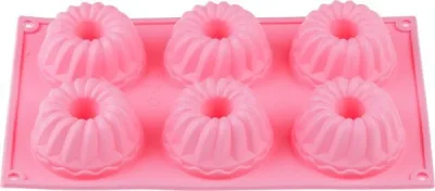 Форма для выпечки силиконовая прямоугольная на 6 кексов 28,5х17,5х4 см розовая PERFECTO LINEA 20-003727