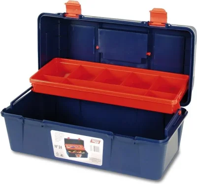 Ящик для инструмента пластмассовый 40x20,6x18,8 см с лотком 24 TAYG 124006