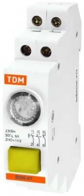 Выключатель кнопочный ВКИ-47 2НО;1НЗ желтый TDM SQ0214-0004