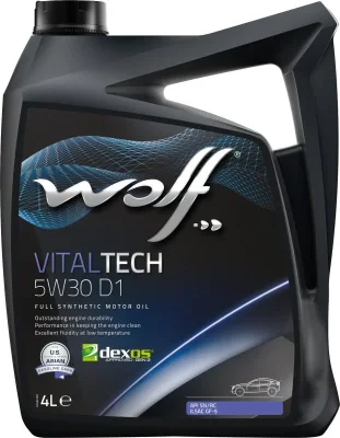 Моторное масло 5W30 синтетическое VitalTech D1 4 л WOLF 16115/4