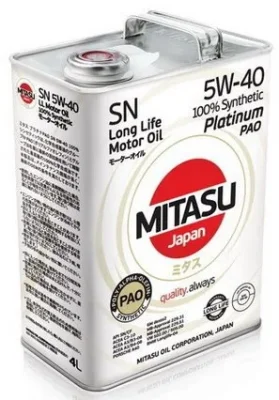 Моторное масло 5W40 синтетическое Platinum Pao SN 4 л MITASU MJ-112-4