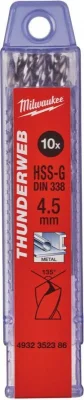 Сверло по металлу 4,5x47x80 мм 10 штук Thunderweb HSS-G MILWAUKEE 4932352386