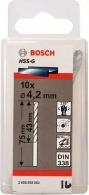 Сверло по металлу 4.2х43х75 мм HSS-G BOSCH 2608595060