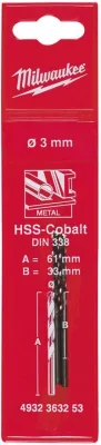 Сверло по металлу 3,0х33х61 мм 2 штуки HSS-Co MILWAUKEE 4932363253