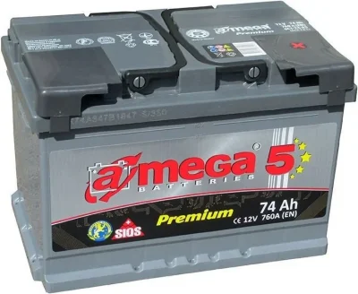 Аккумулятор автомобильный Premium 74 А·ч (AP 74.0 760A) AMEGA AP 74.0(760A)