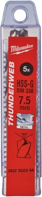 Сверло по металлу 7,5x69x109 мм 5 штук Thunderweb HSS-G MILWAUKEE 4932352394