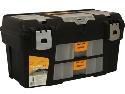 Ящик для инструмента пластмассовый ГЕФЕСТ 21 с 2 консолями и секциями металлические замки IDEA М2941