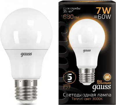 Лампа светодиодная E27 Black A60 7 Вт 3000K Gauss 102502107
