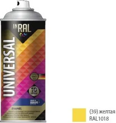 Эмаль аэрозольная универсальная желтый 1018 39 Universal Enamel 400 мл INRAL 26-7-6-039