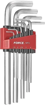 Набор ключей шестигранных 1.5-10 мм Г-образных удлинённых 9 предметов FORCE 5093L