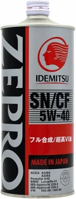 Моторное масло 5W40 синтетическое Zepro Euro Spec SN/СF 1 л IDEMITSU 1849054
