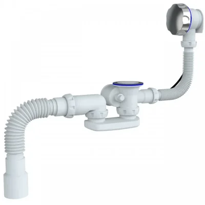 Сифон для ванны и глубокого поддона автомат с переливом и гибким соединением D40х 40/50 Unicorn S102