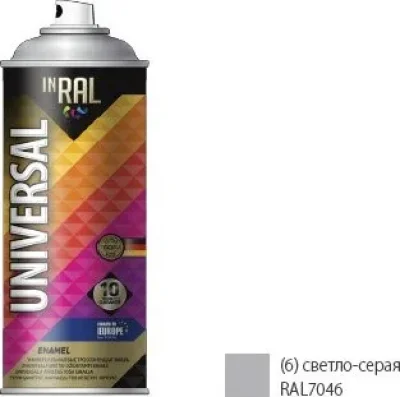 Эмаль аэрозольная универсальная серый светлый 7046 06 Universal Enamel 400 мл INRAL 26-7-6-006