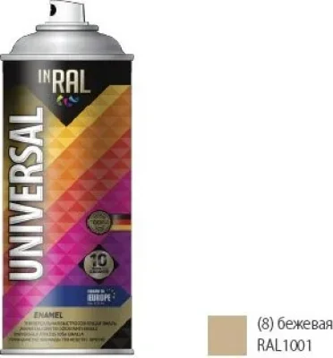 Эмаль аэрозольная универсальная бежевый 1001 Universal Enamel 400 мл INRAL 26-7-6-008