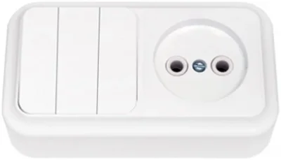 Выключатель тройной с розеткой наружный Пралеска белый BYLECTRICA 3В-РЦ-525