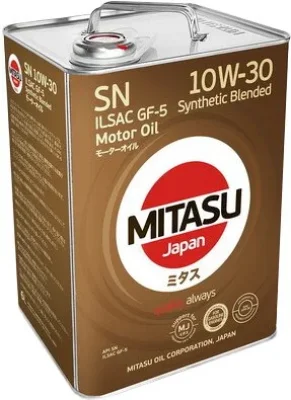Моторное масло 10W30 полусинтетическое Motor Oil SN 6 л MITASU MJ-121-6