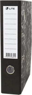 Папка-регистратор 55 мм мрамор собранный черный LITE КР9055LT