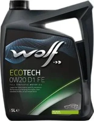 Моторное масло 0W20 синтетическое EcoTech D1 FE 5 л WOLF 16104/5