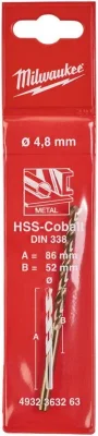 Сверло по металлу 4,8х52х86 мм HSS-Co MILWAUKEE 4932363263