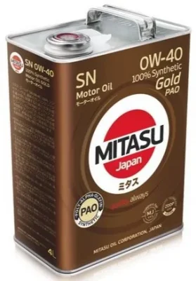 Моторное масло 0W40 синтетическое Gold PAO SN 4 л MITASU MJ-104-4