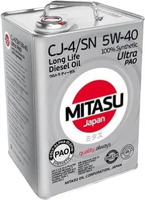 Моторное масло 5W40 синтетическое Ultra Pao LL Diesel CJ-4/SN 6 л MITASU MJ-211-6