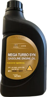 Моторное масло 0W30 синтетическое MOBIS Mega Turbo Syn Gasoline Engine 1 л HYUNDAI/KIA/MOBIS 05100-00171