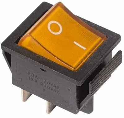 Выключатель клавишный ON-OFF желтый с подсветкой REXANT 36-2333
