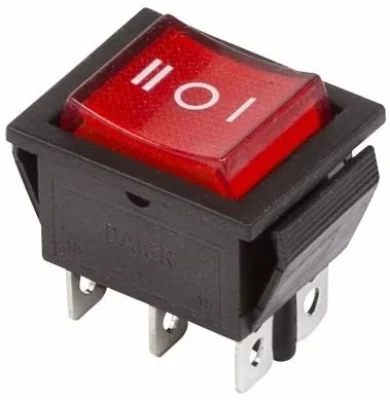 Выключатель клавишный ON-OFF-ON красный с подсветкой и нейтралью REXANT 36-2390