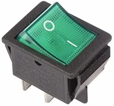 Выключатель клавишный ON-OFF зеленый с подсветкой REXANT 36-2332