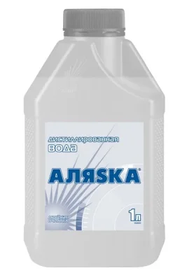 Вода дистиллированная 1 л - для применения в кислотных аккумуляторах и разбавления концентратов охлаждающих жидкостей, соответствует ГОСТ 6709-72 ALYASKA 5520