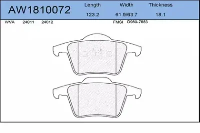 Тормозные колодки AYWIPARTS AW1810072