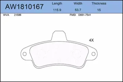 AW1810167 AYWIPARTS Тормозные колодки