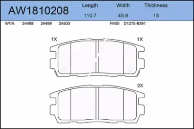 Тормозные колодки AYWIPARTS AW1810208