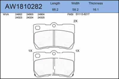 AW1810282 AYWIPARTS Тормозные колодки