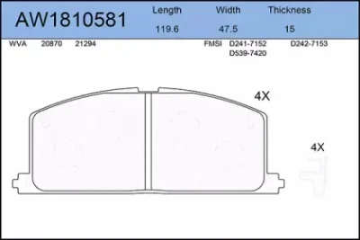 Тормозные колодки AYWIPARTS AW1810581