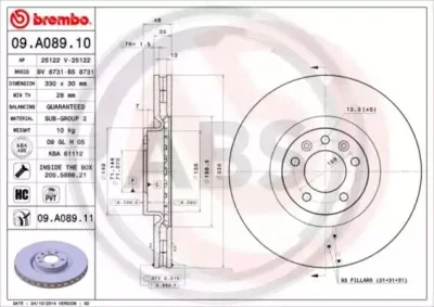 09.A089.11 A.B.S. Тормозной диск