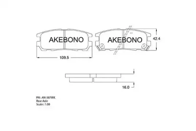 AN-387WK AKEBONO Комплект тормозных колодок