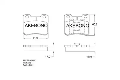 AN-4049K AKEBONO Комплект тормозных колодок