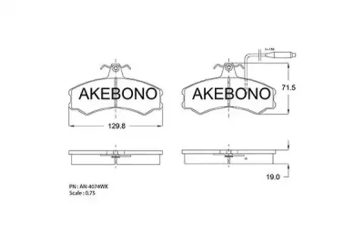 AN-4074WK AKEBONO Комплект тормозных колодок