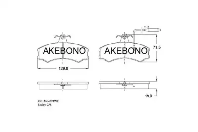 AN-4074WKE AKEBONO Комплект тормозных колодок