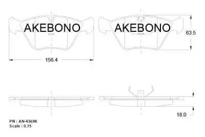 AN-4369K AKEBONO Комплект тормозных колодок