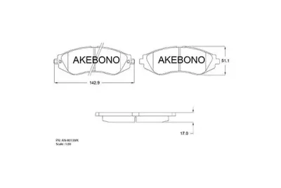 AN-8013WK AKEBONO Комплект тормозных колодок