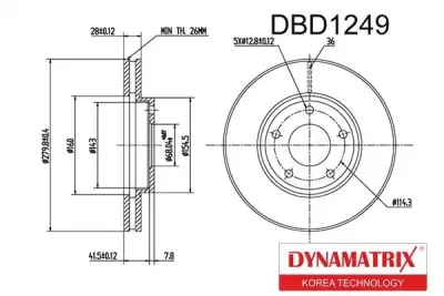Диск тормозной DYNAMAX DBD1249